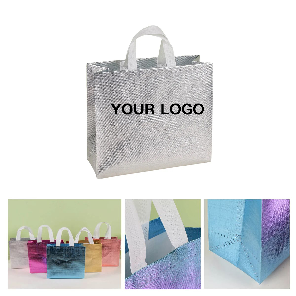 Glossy Non Woven Grocery Bag with Reflective Finish 2