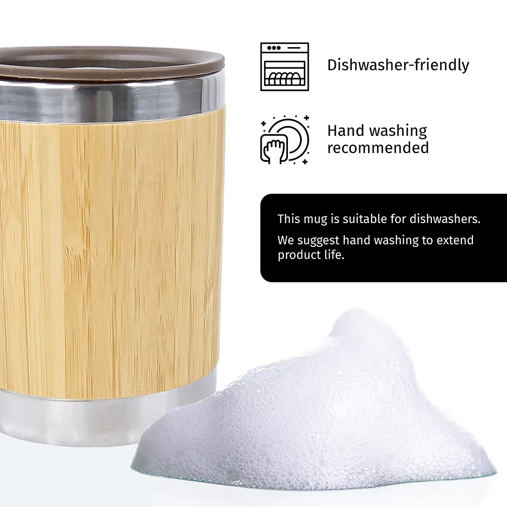 12oz Stainless Steel Bamboo Mug with Lid 1