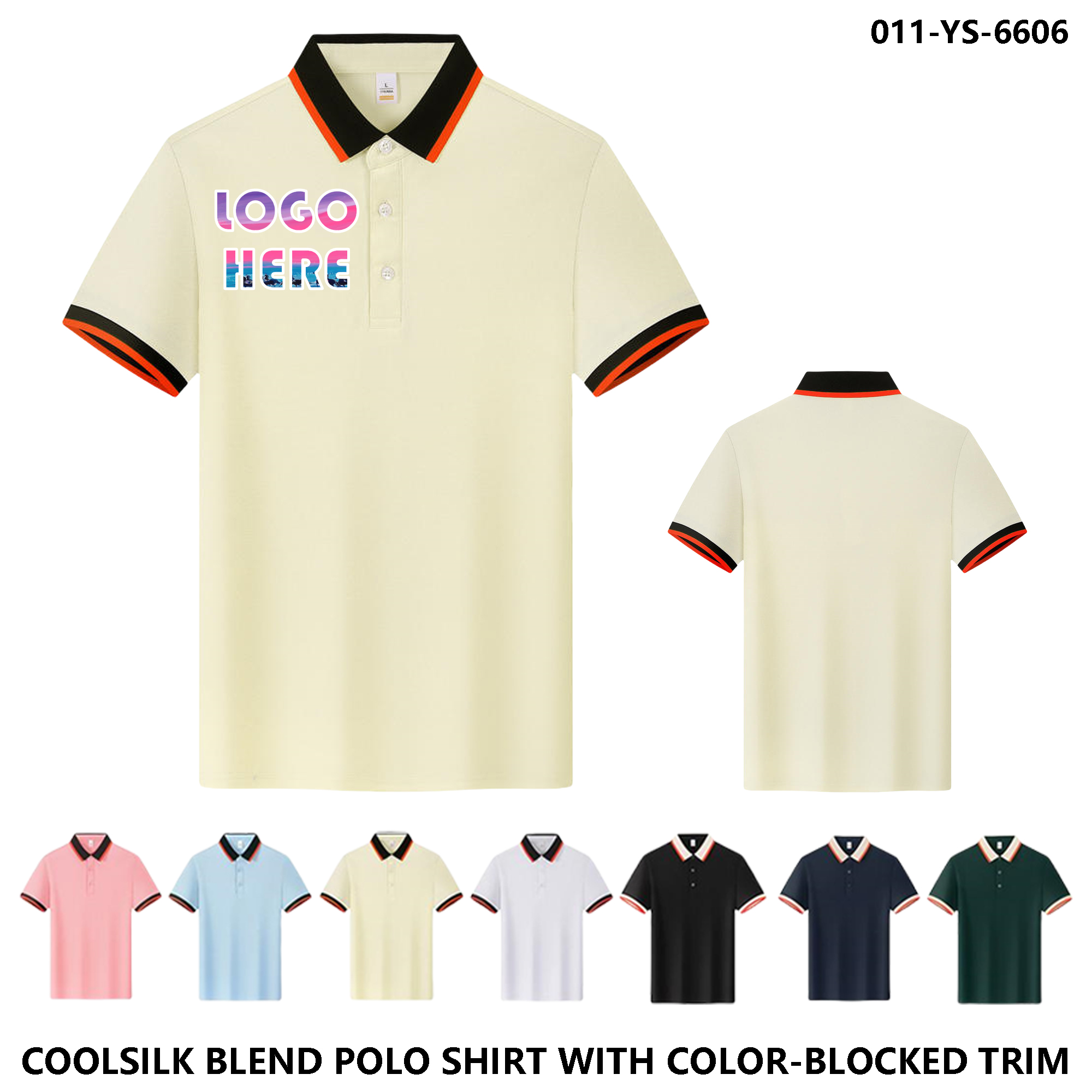 CoolComfort Polo Shirt - Quick Dry Summer Uniforms ?C Cool Silk Cotton Color Block 2