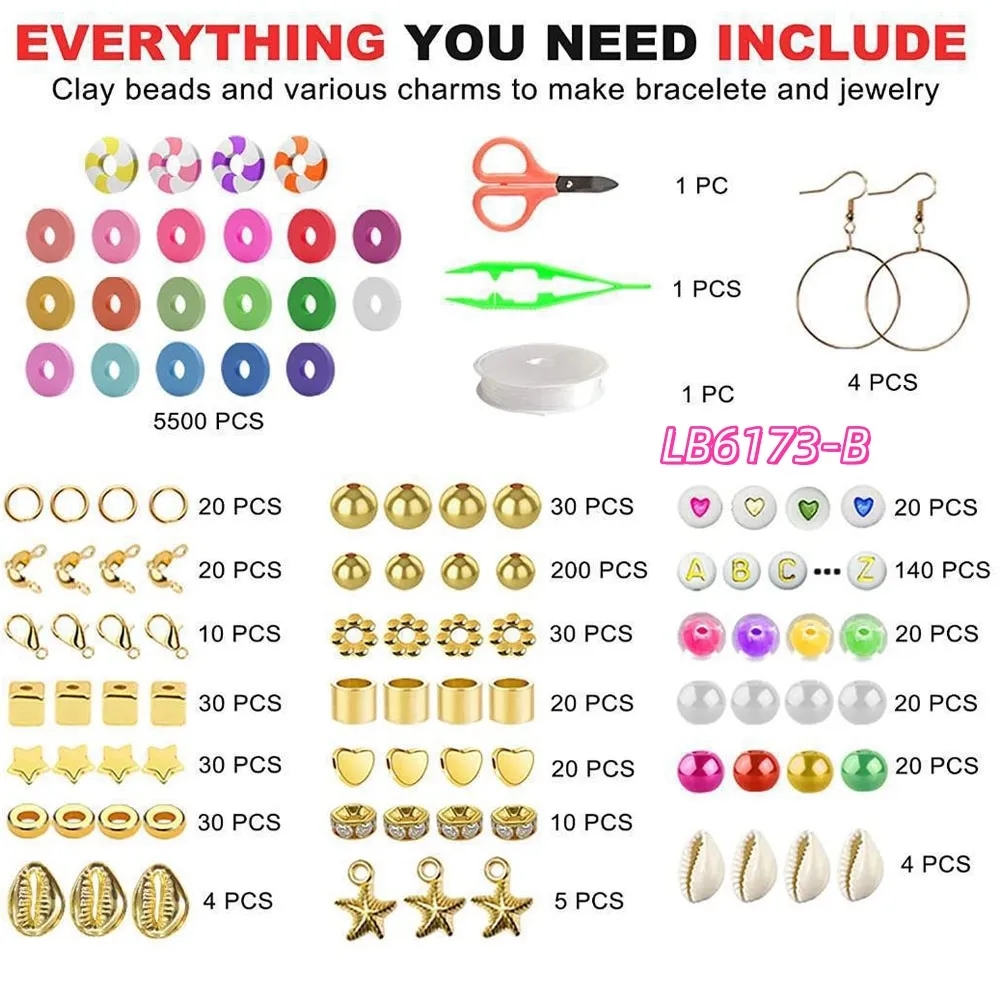 Lot DIY Friendship Bracelet Making Kit Beads and Charms Set 4