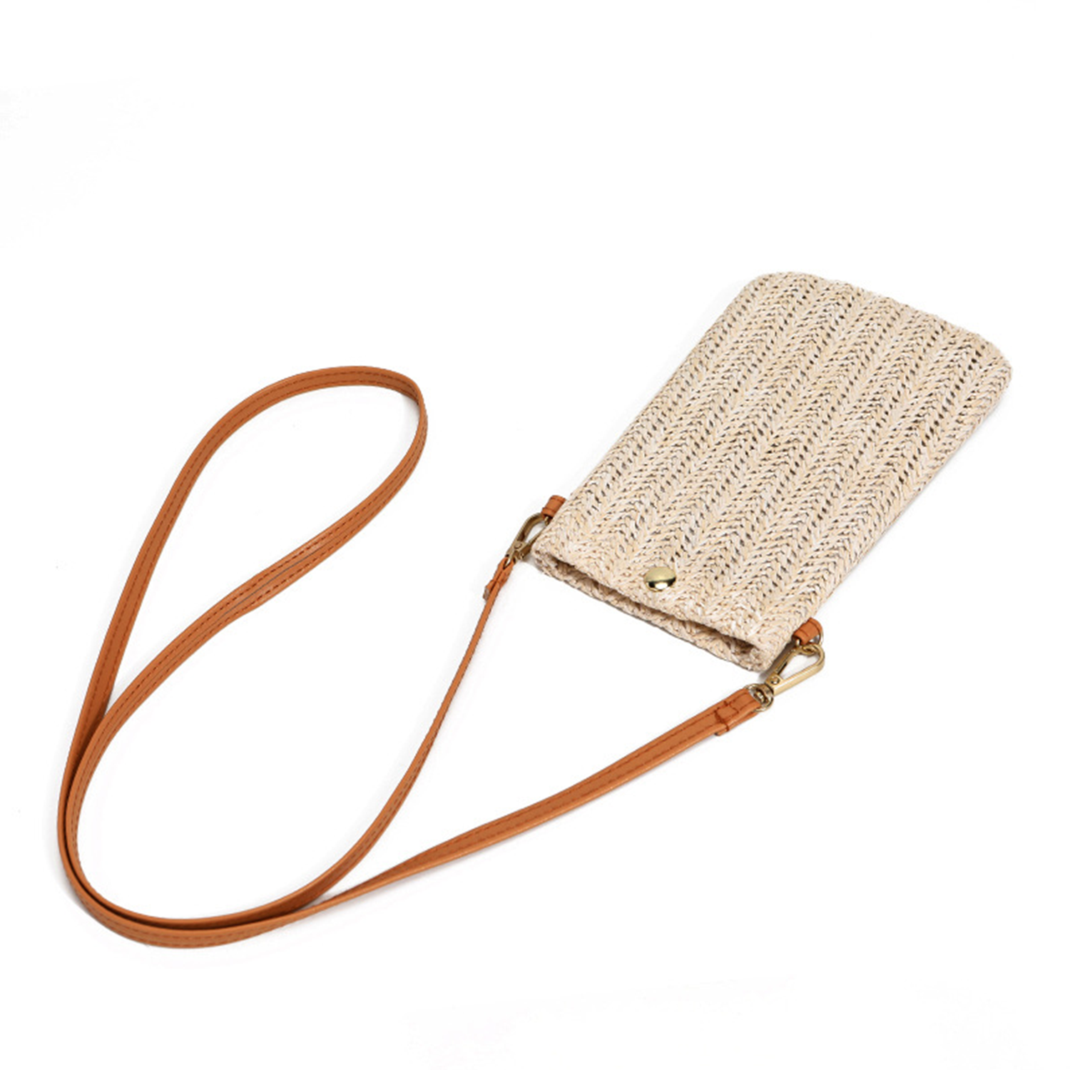Braided Vertical Single-Shoulder Straw Crossbody Bag 2