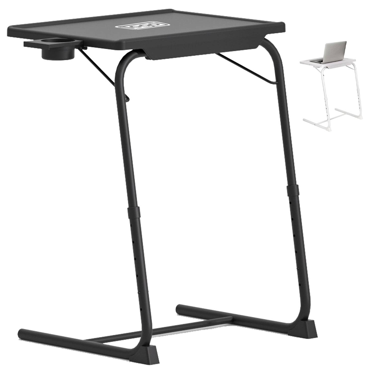 Adjustable Portable Folding Tray Table w/ Cup Holder 2