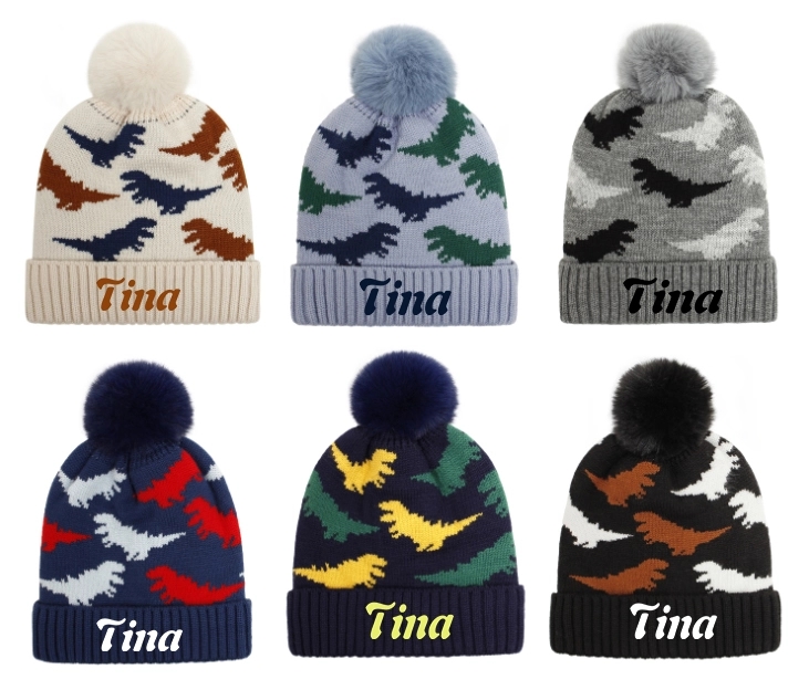 Baby Knitted jacquard hat Pom Beanie With Cuff 3