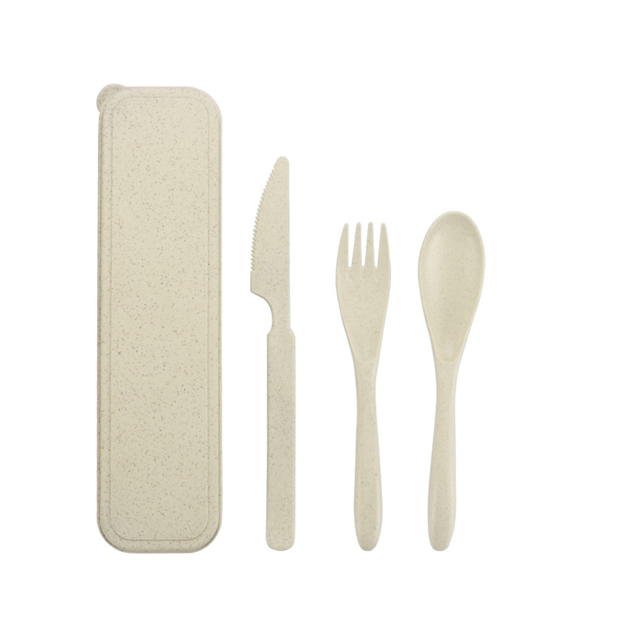 Wheat Straw Cutlery Set With Travel Case 8.3" Length X 2.2" Width 5