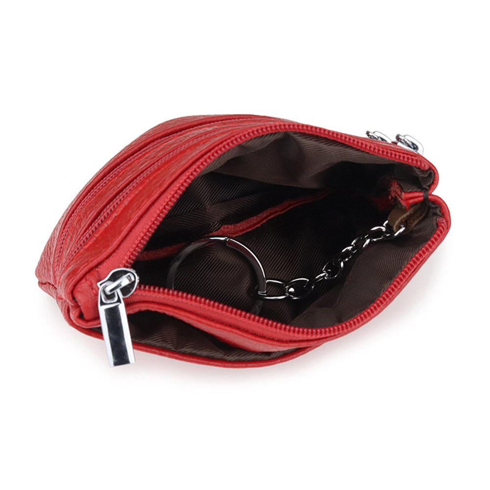 cowhide card money coin purses With Zipper Pocket 3