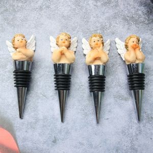 Elegant 4 Piece White Angel Cupid Wine Stopper Set 2