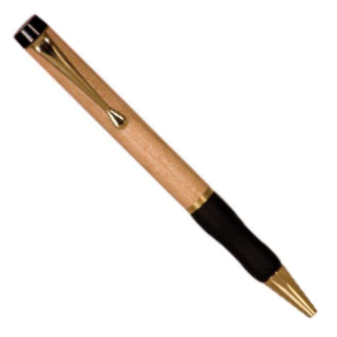 Maple Laser Engraved Wooden Ball Point Pen w/ Grip 2
