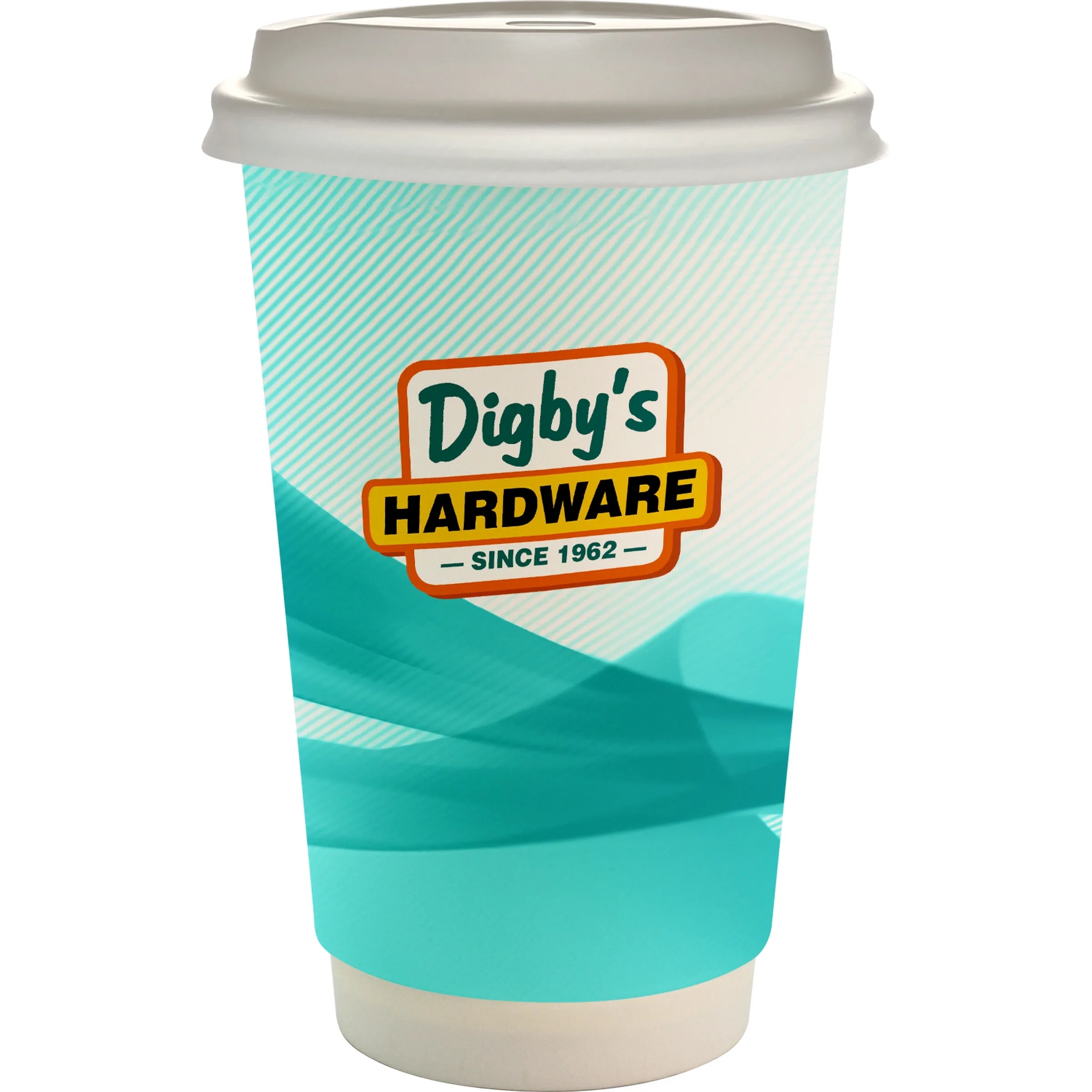 16 oz. Full Color Groovy Paper Cup With Lid 6
