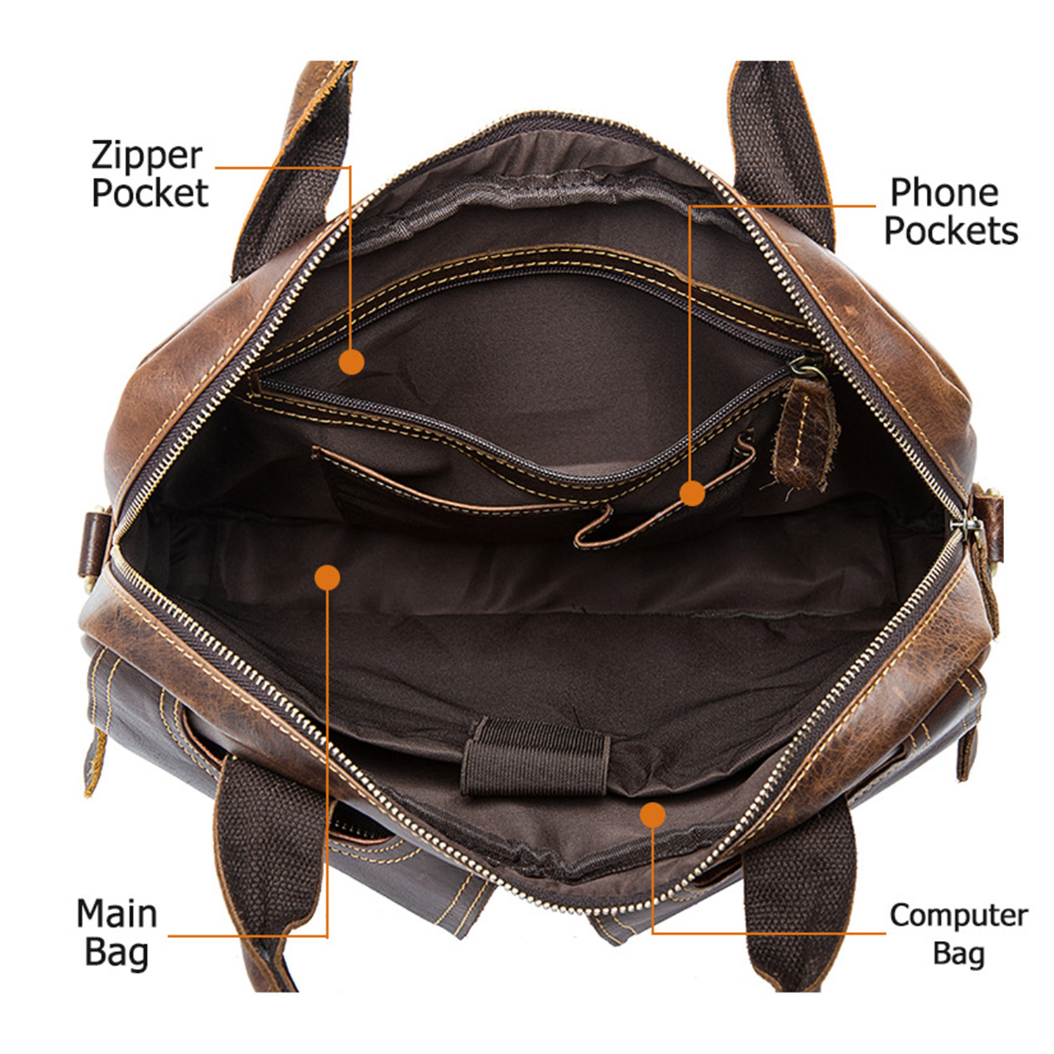 PU Leather Laptop Messenger Bag 4