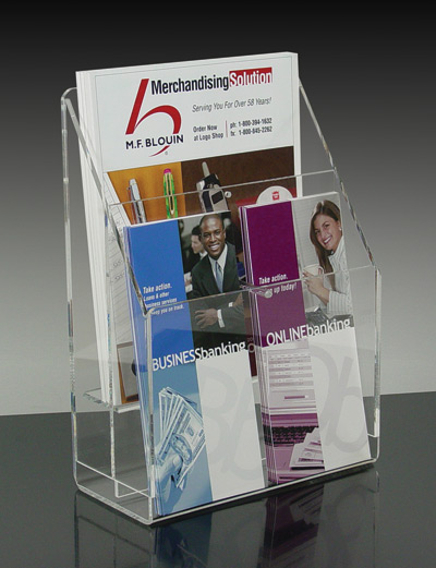 2-Tier 4-Pocket Literature Holder with Removable Pocket Dividers