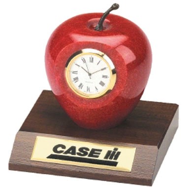 GENUINE MARBLE APPLE AWARD WITH CLOCK AND BASE 1