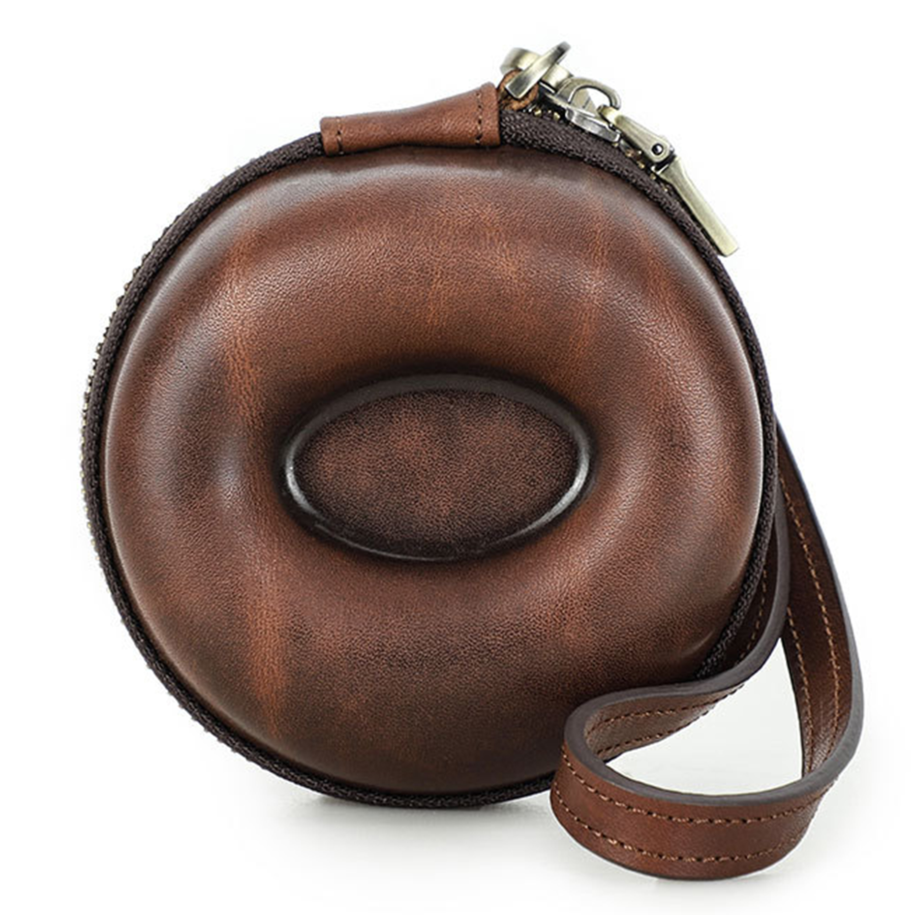 Genuine Leather Round portable watch storage bag 5