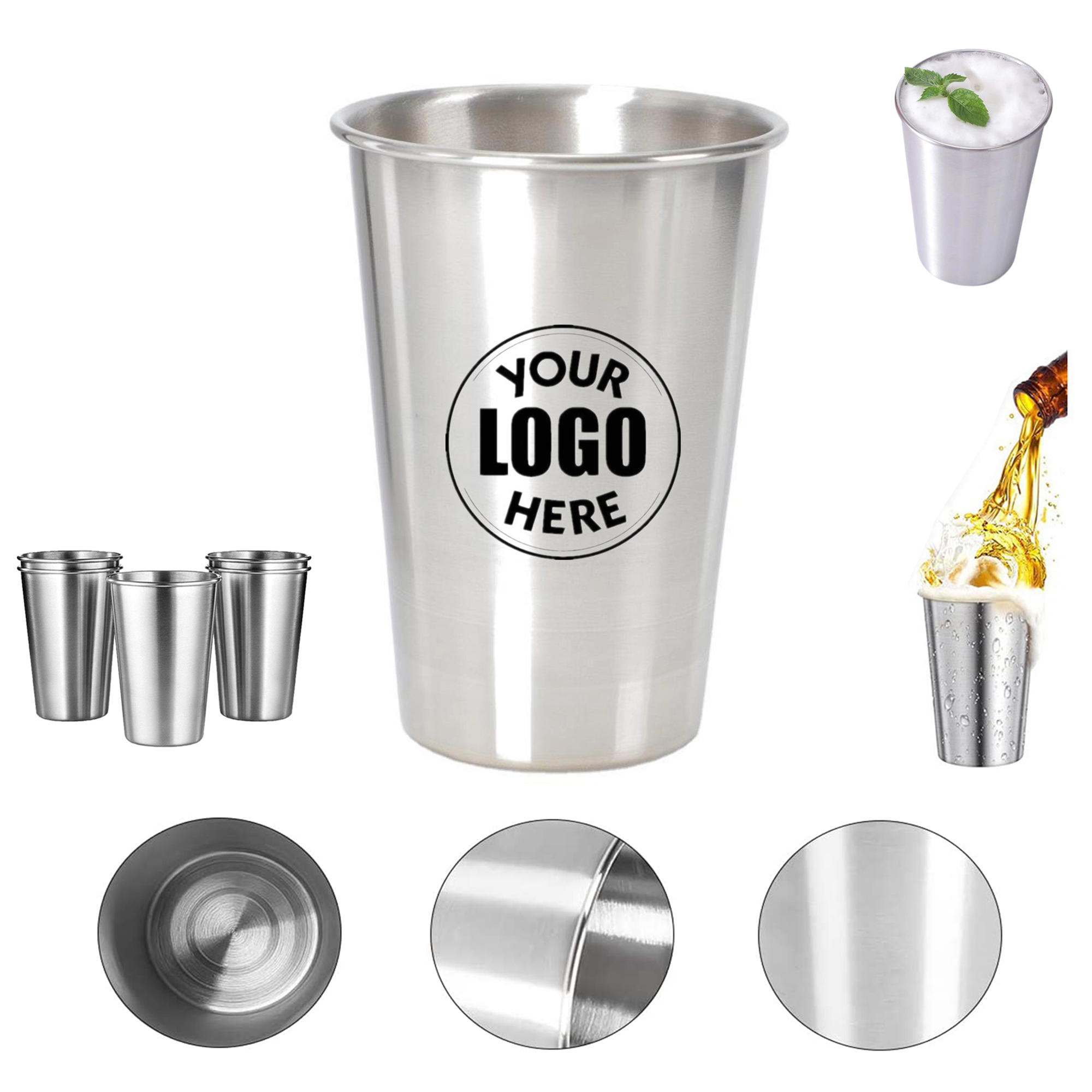 304 Stainless Steel 16oz Cold Drink Pint Cup 1