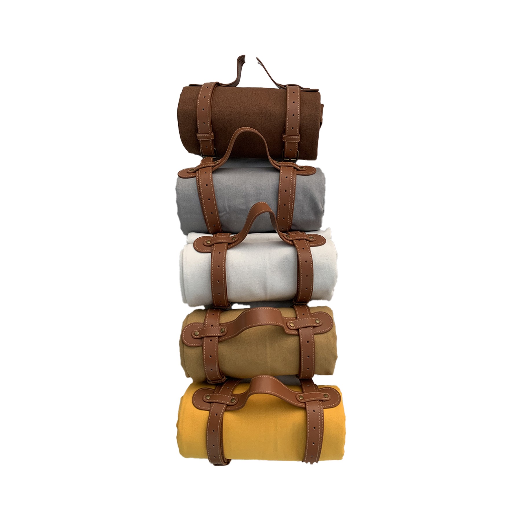 Solid Color Picnic Mat With Leather Straps 3