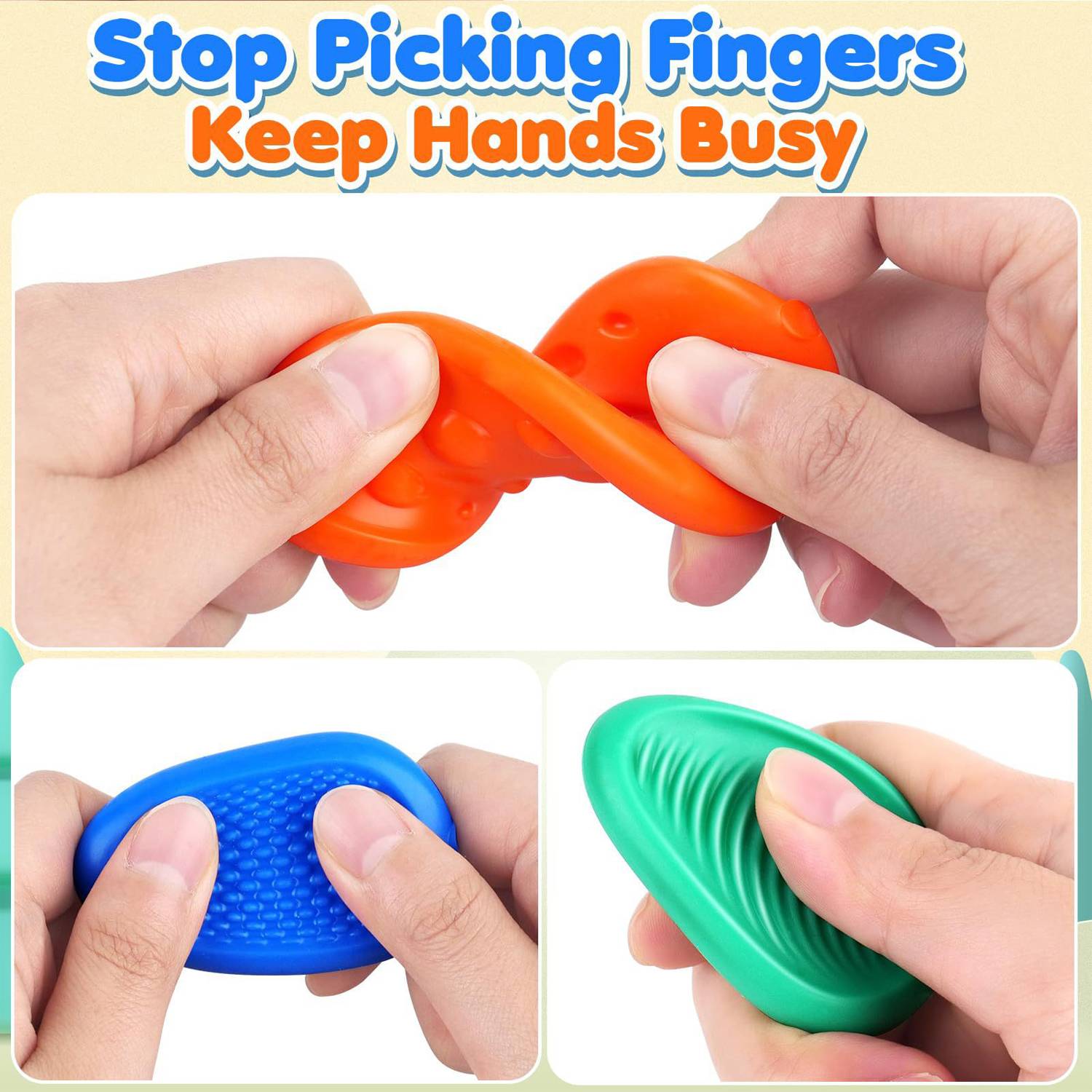 6Pack Sensory Stone Soft Silicone Decompression Toy 5