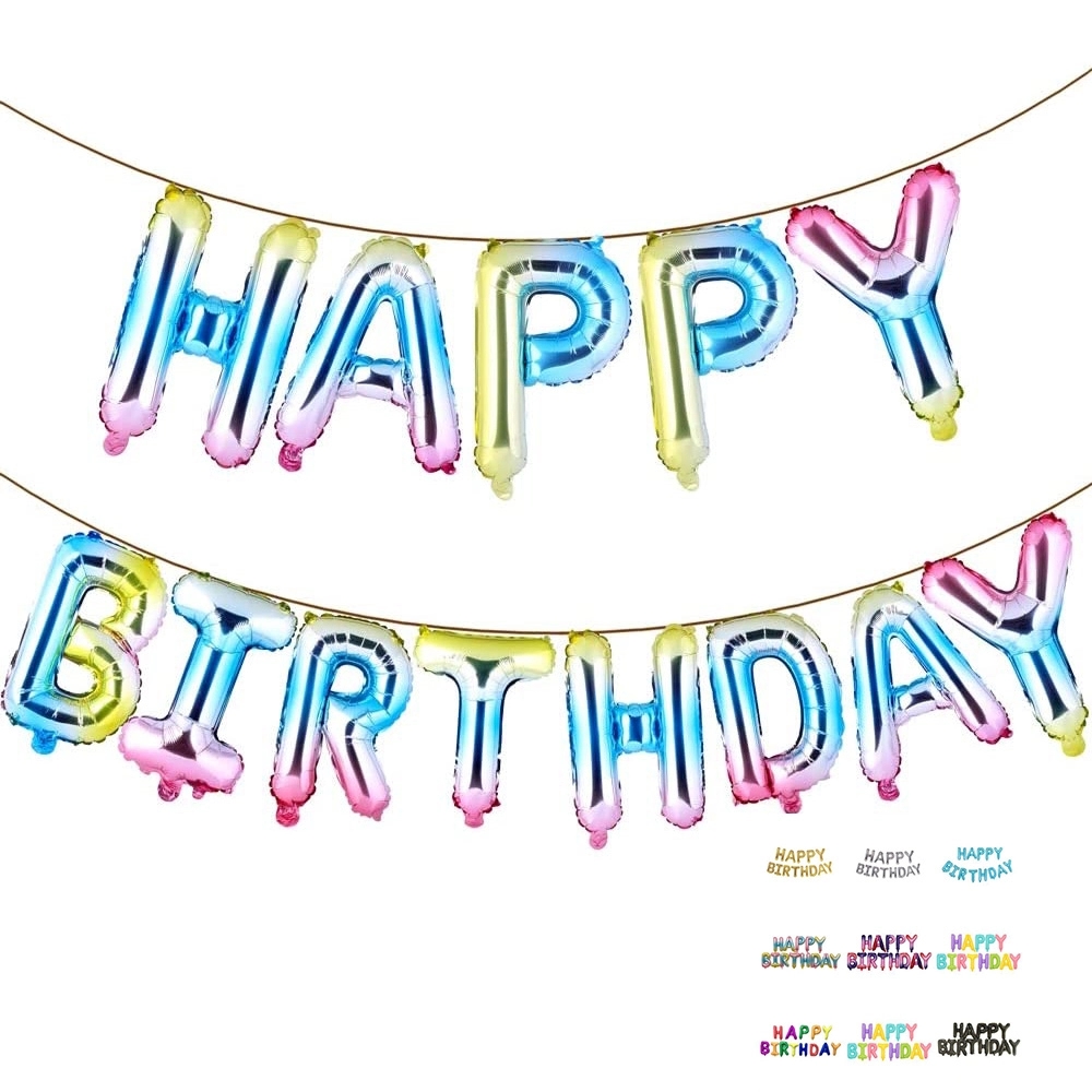 16" Happy Birthday Balloons Banner 3D Mult Package 3