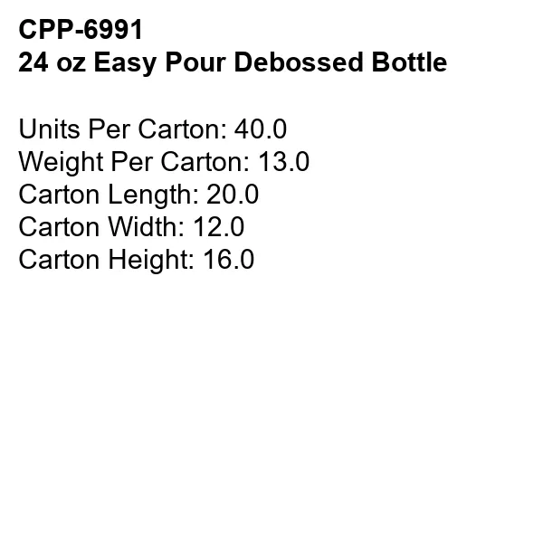 24 oz Easy Pour Debossed Bottle 13