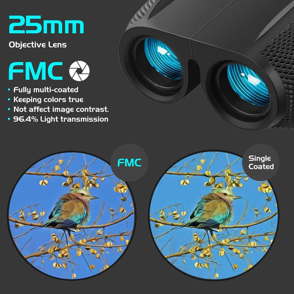 10x25 Compact Binoculars with  carry bag 4