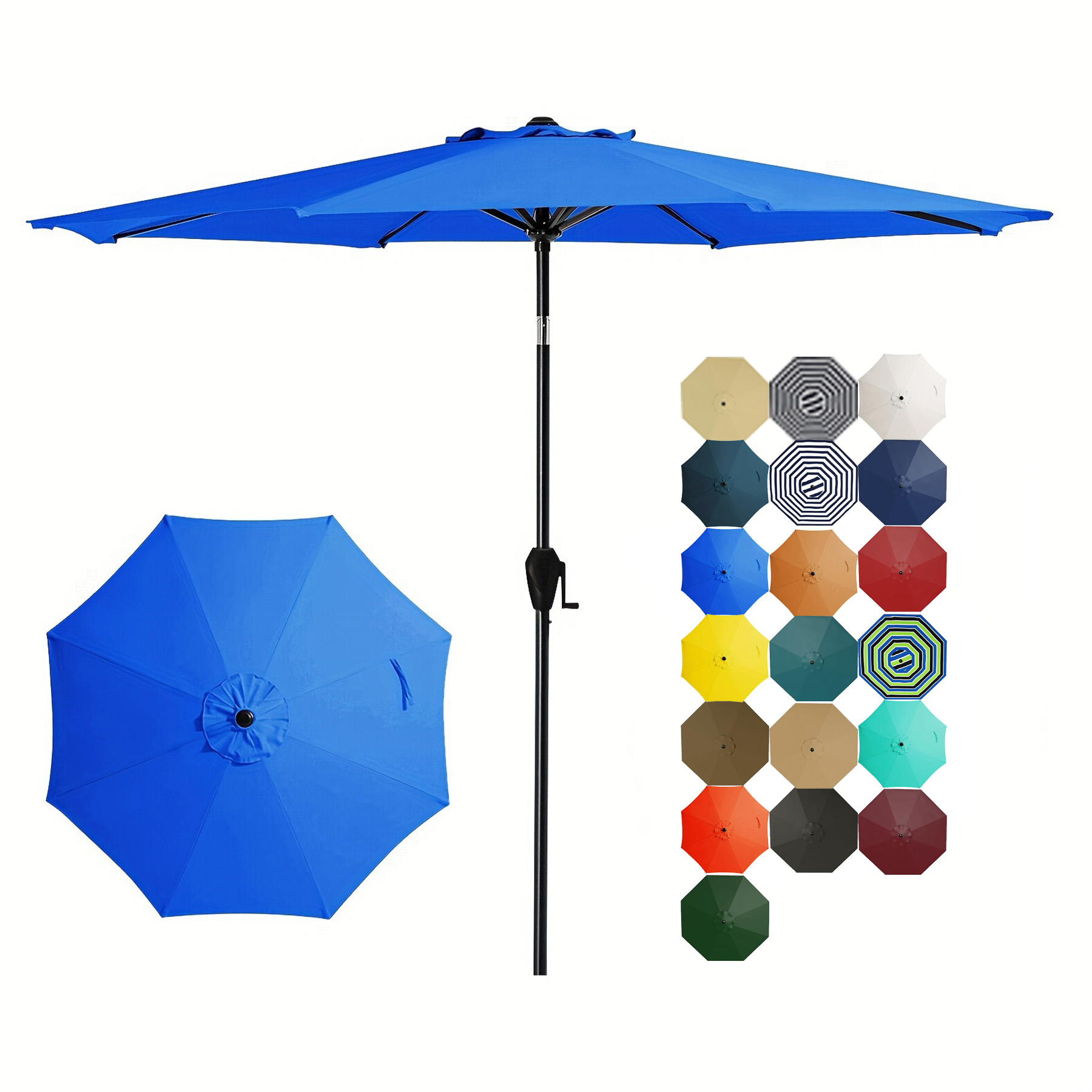 Crank Lift Button Tilt Outdoor Table Umbrella 4