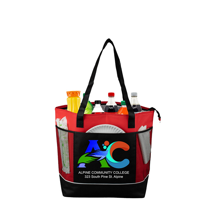 22"W x 16"H x 7 ½"Gusset - "FROST LINE" Super-Sized Insulated Zipper Cooler Tote 42