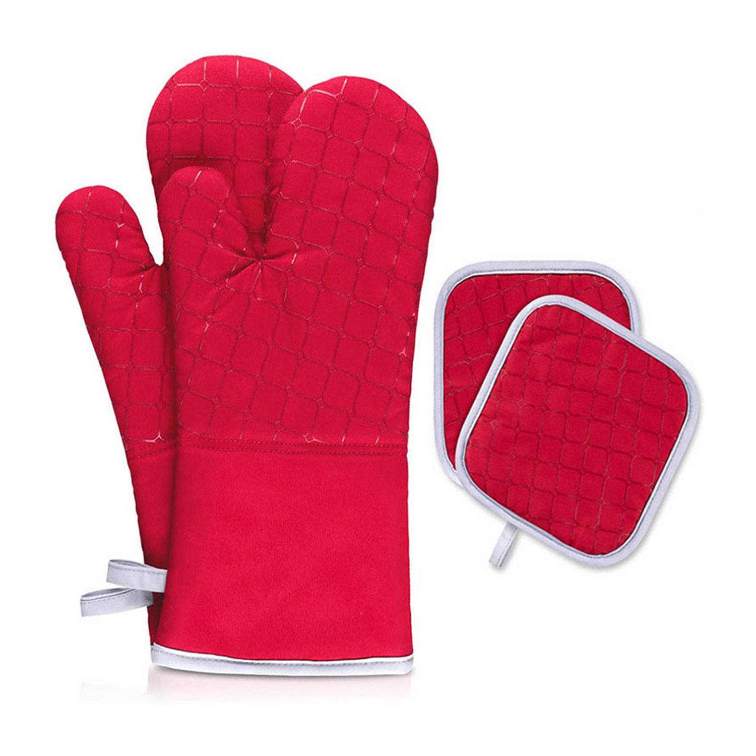 Heat Resistant Non Slip Silicone Oven Mitts Set 3