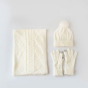 3 Pieces Winter Beanie Hat Scarf Warm Gloves Set 3