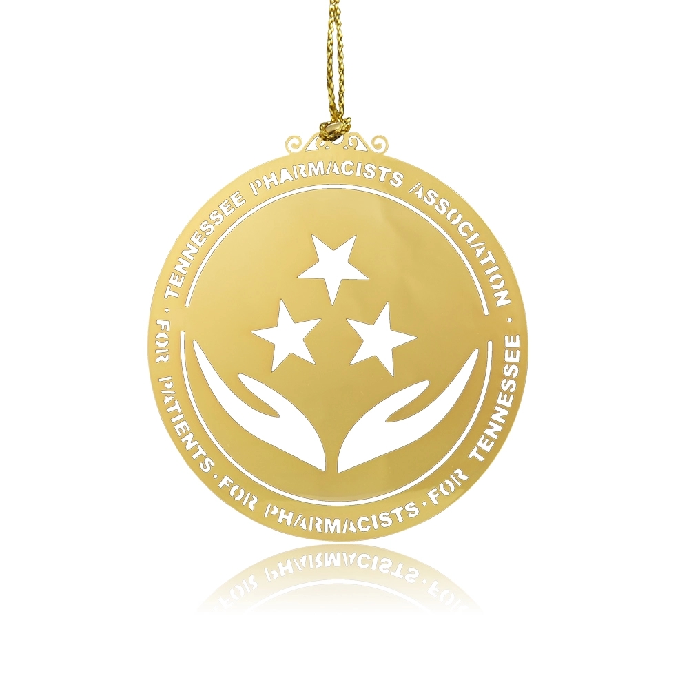 2 1/2" Gold Etched Ornament 6