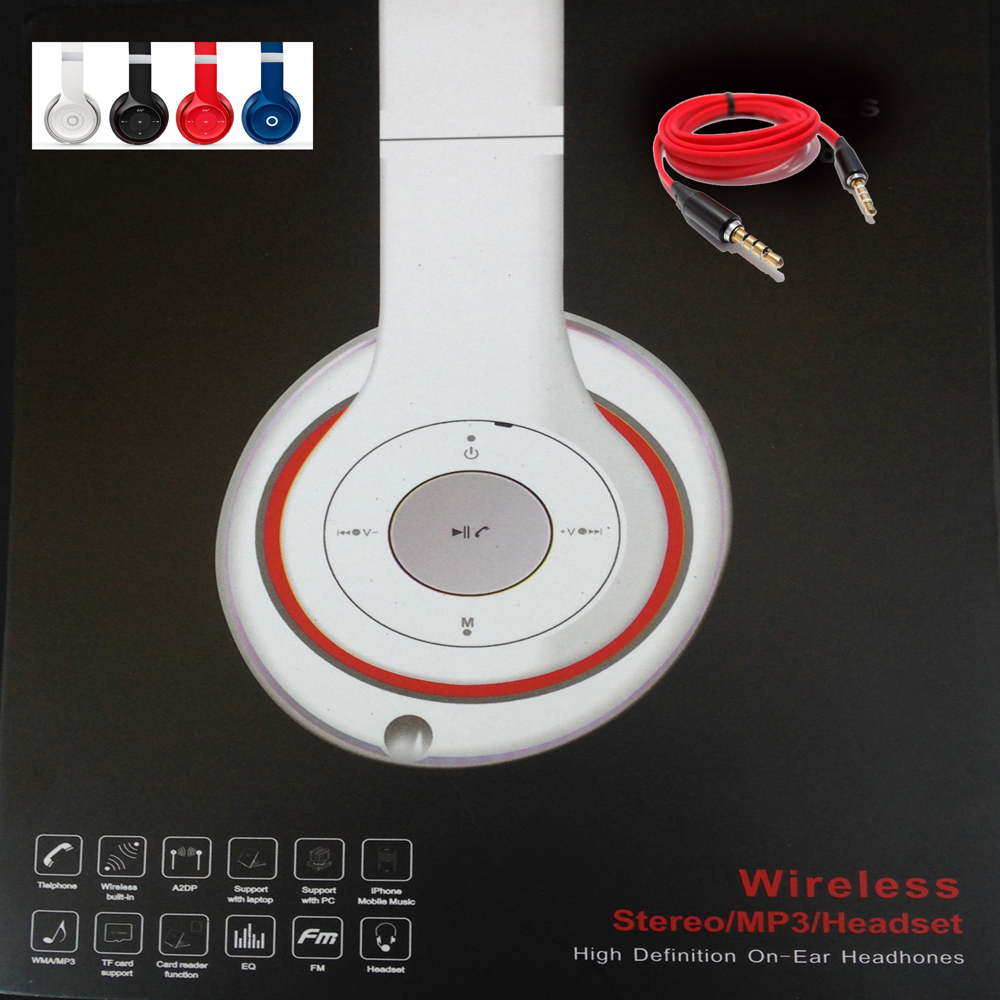 High Performance Wireless Headphones w/Radio, AUX, Micro SD, and Bluetooth compatible 2