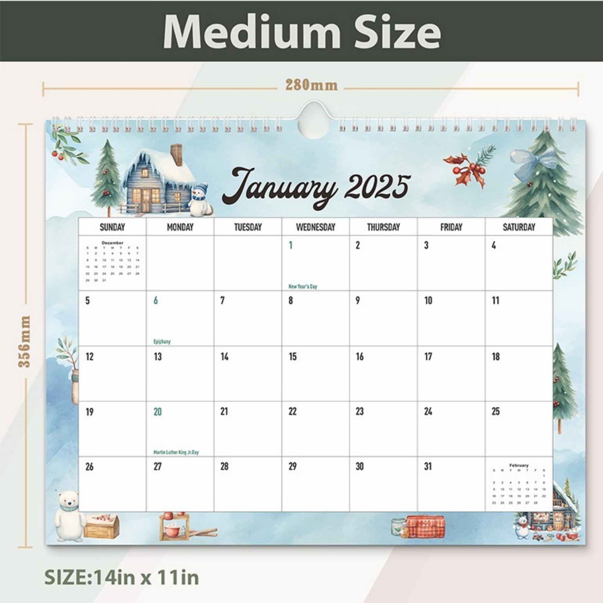 18 Months 14"*11" Wall Calendar From Jan 2025 To June 2026 4