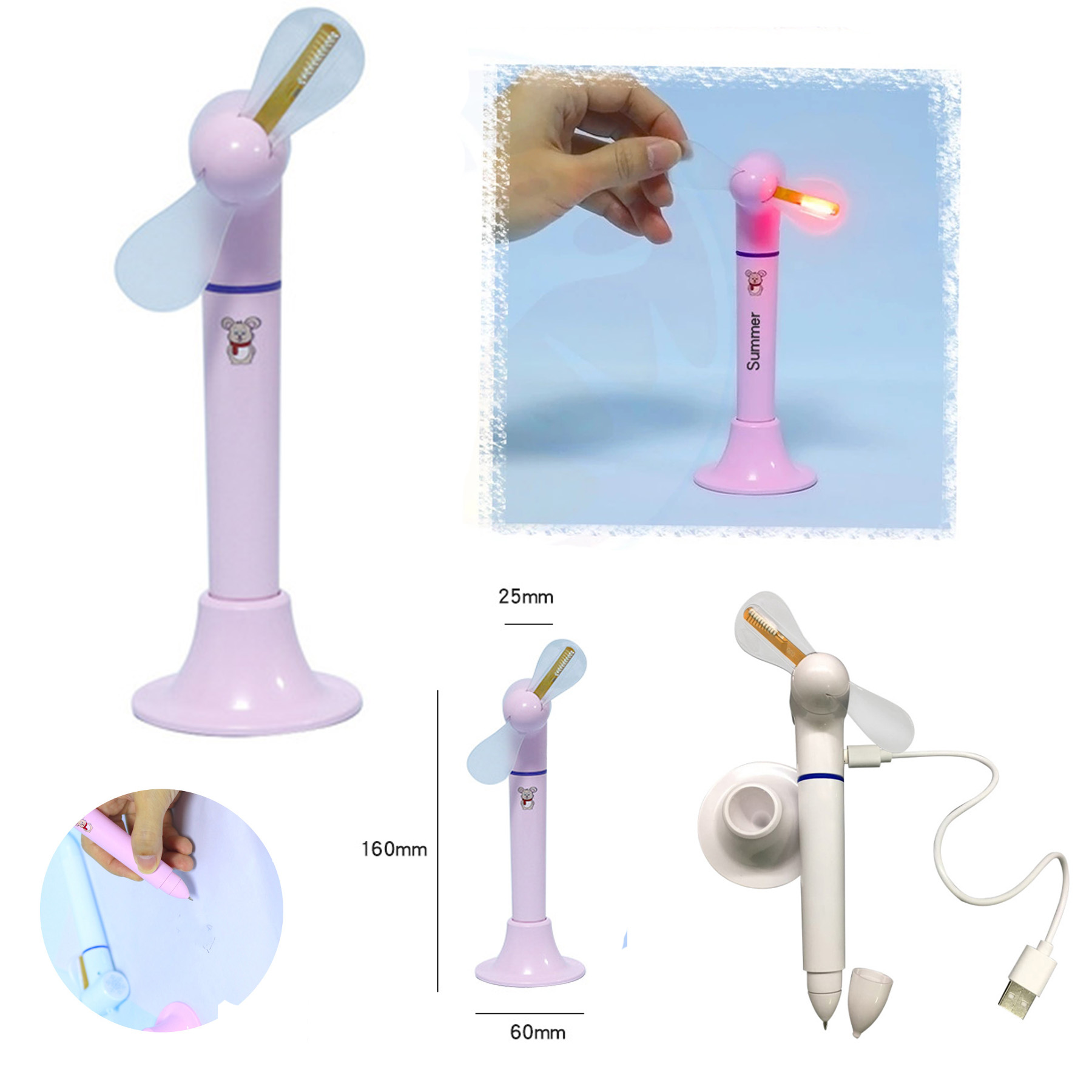 Desktop Handheld Flashing Fan Pen 2
