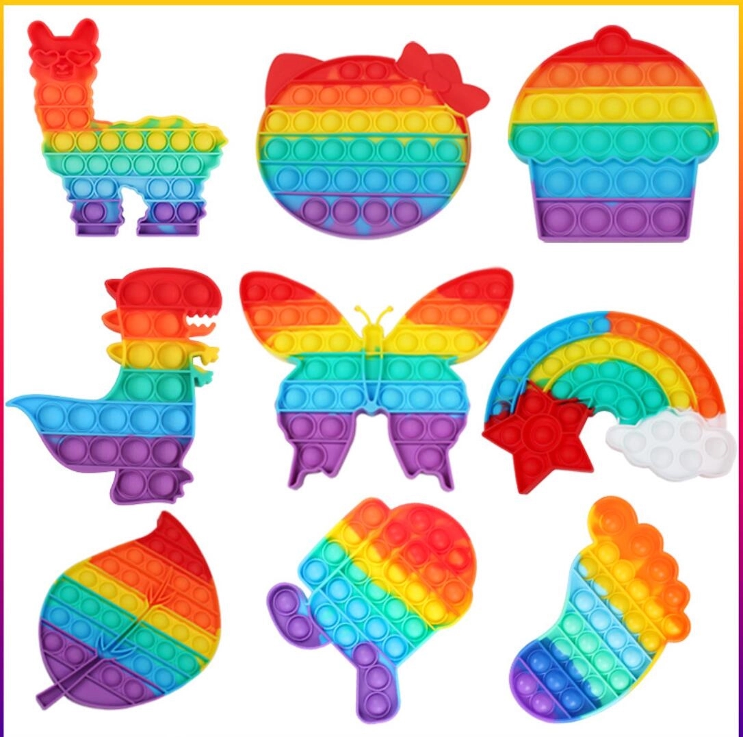 Rainbow Color Pop Fidget Sensory Toy Silicone Push Bubble 4