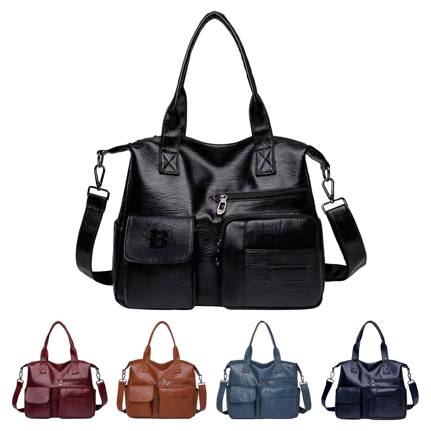 PU Leather Tote Bag for Women, custom tote bag with logo imprint 7