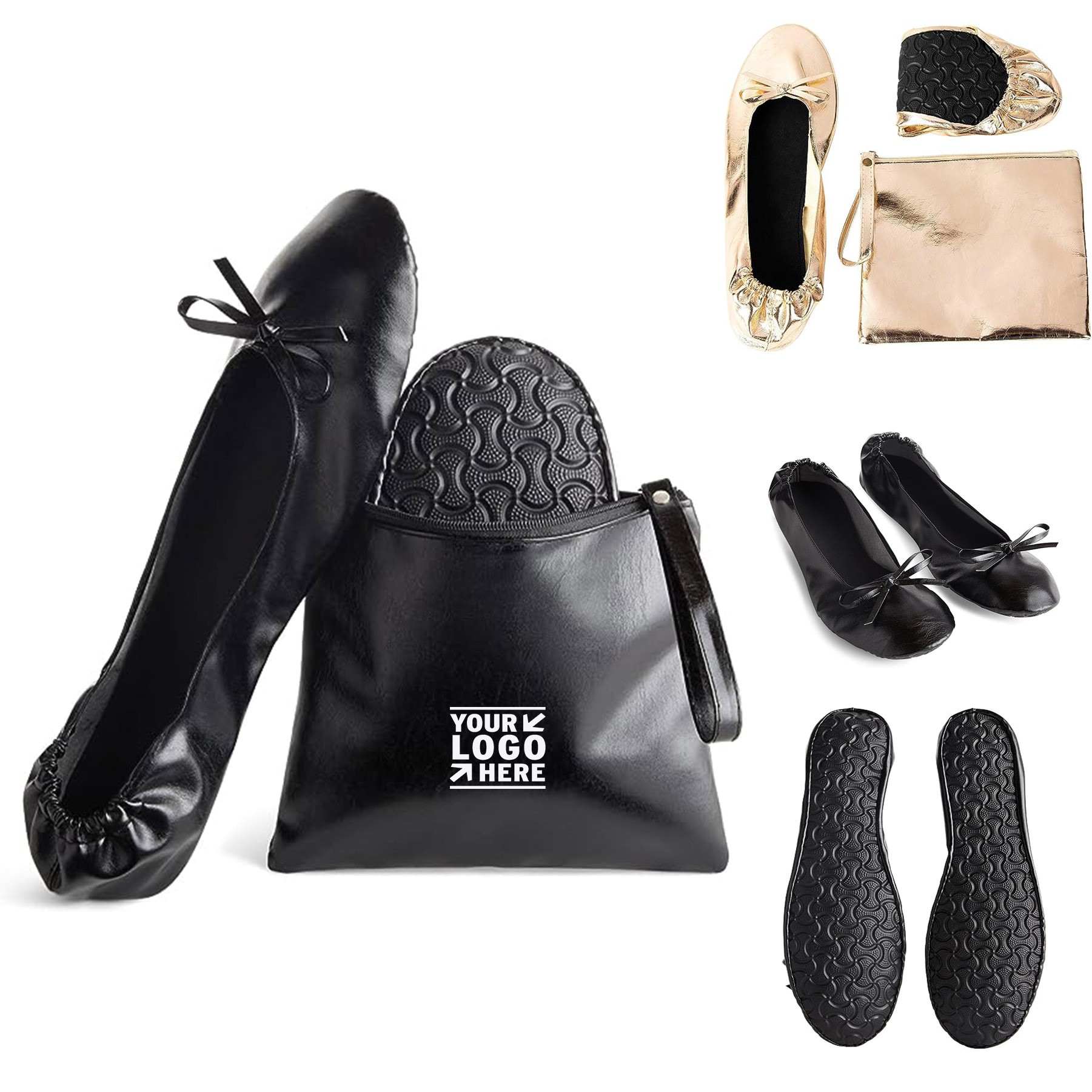 Women's Portable Foldable Ballet Flats Ballerina Roll up Shoes 1