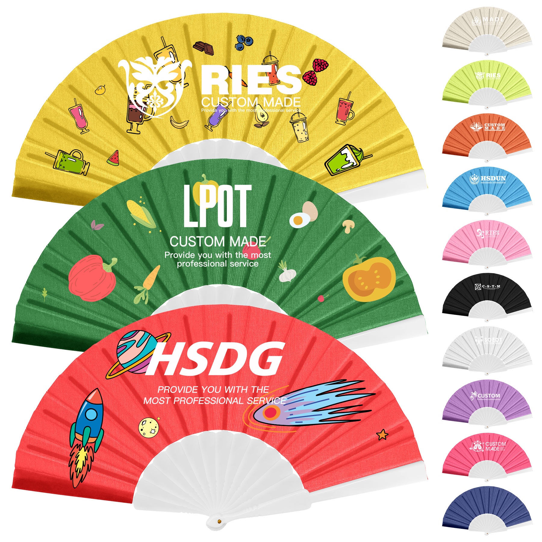 Full-color Folding Polyester Fans With Plastic Handle 11