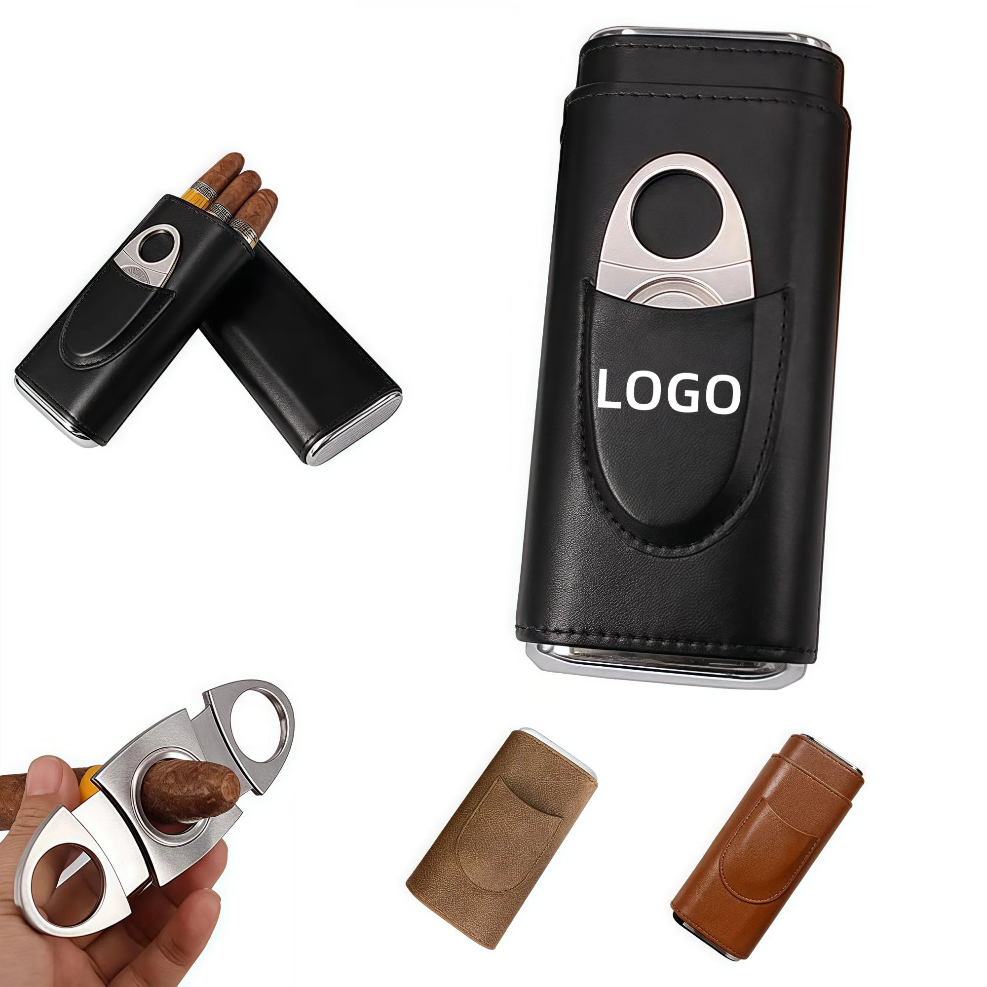 Cedar Wood Lined Cigar Humidor with Stainless Steel Cutter 7