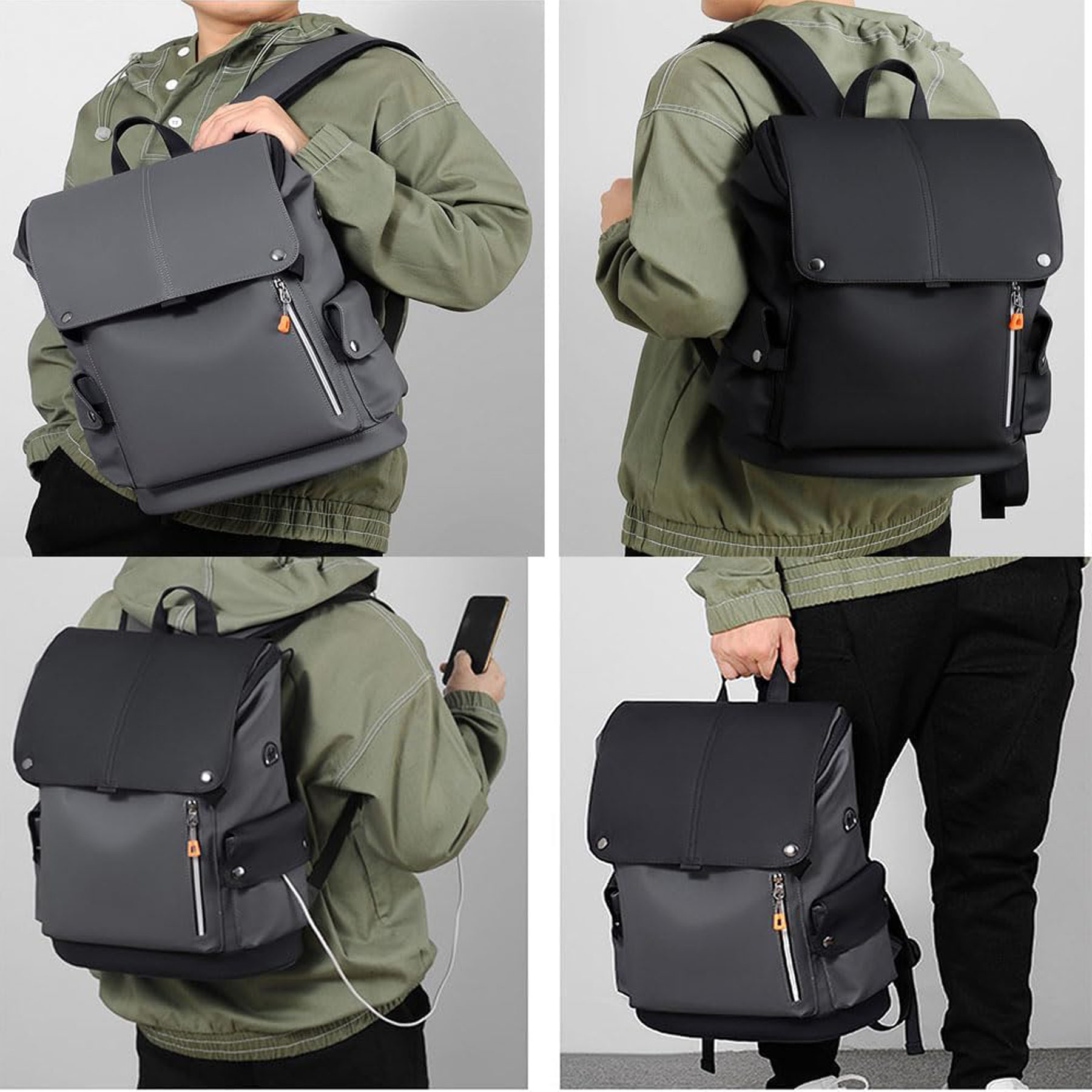 Men's Stylish Faux Leather Backpack 5