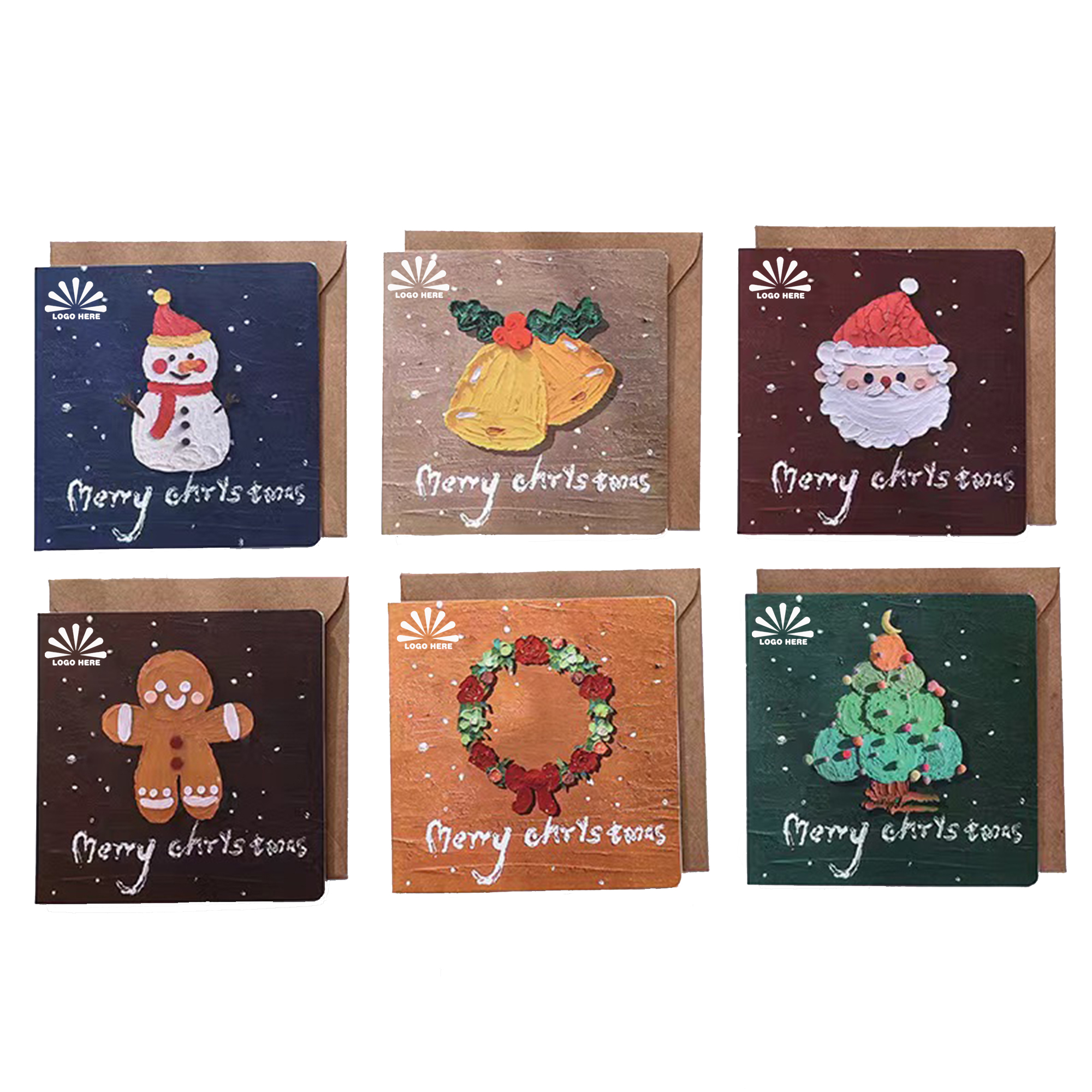 Oil Painting Style Christmas Cards With Customizable Logo 2