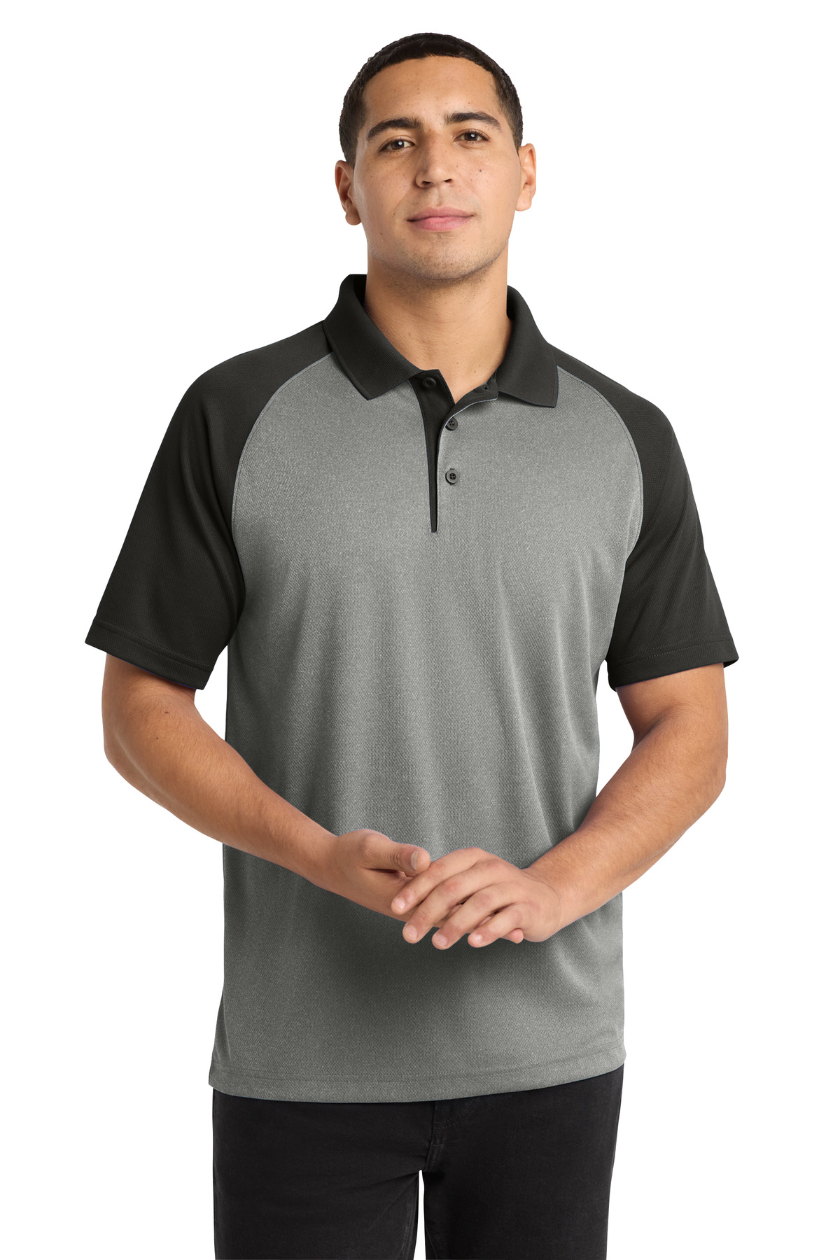 Sport-Tek PosiCharge RacerMesh Raglan Heather Block Polo. ST641 6
