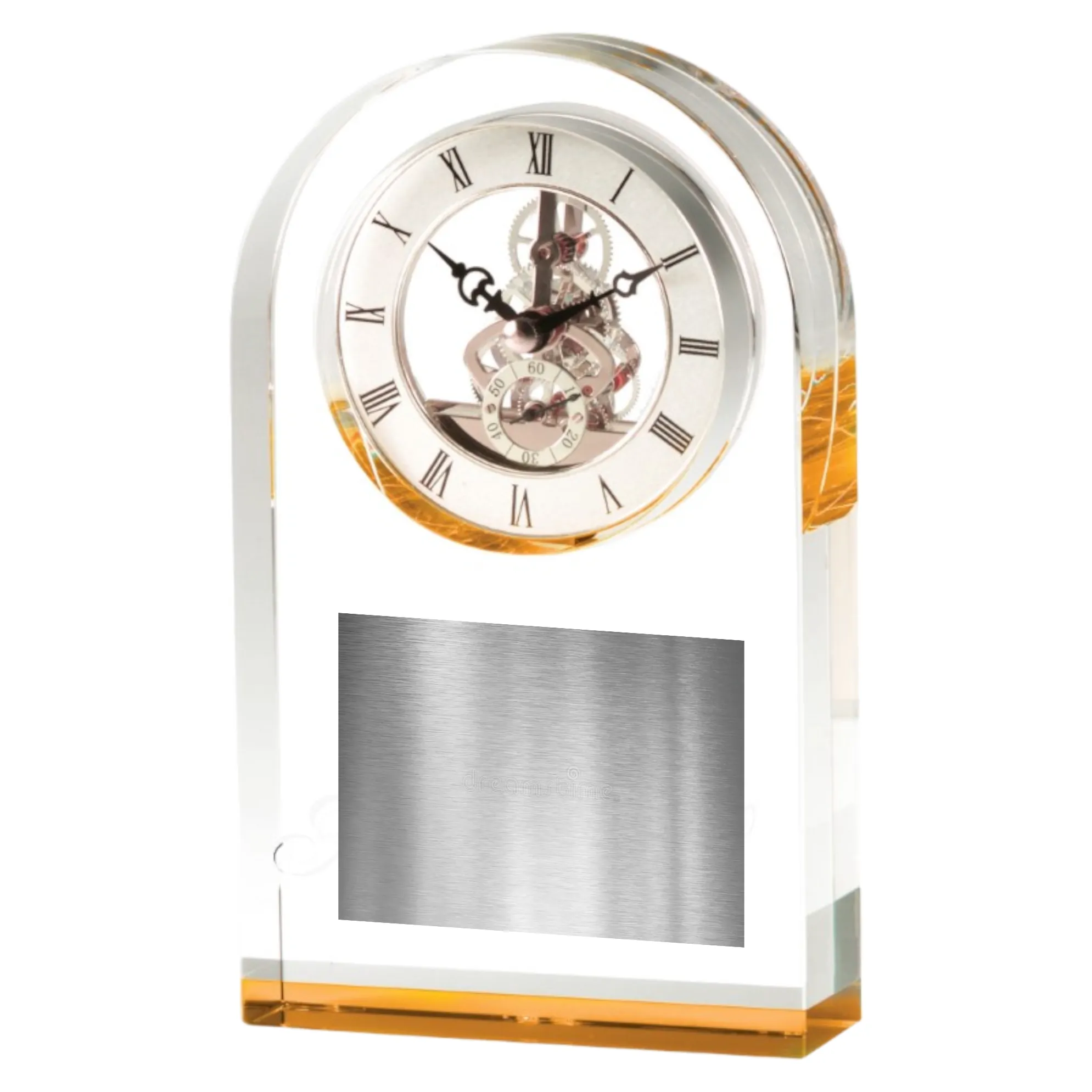 9" Elegant Gold Crystal Desk Clock Award 5