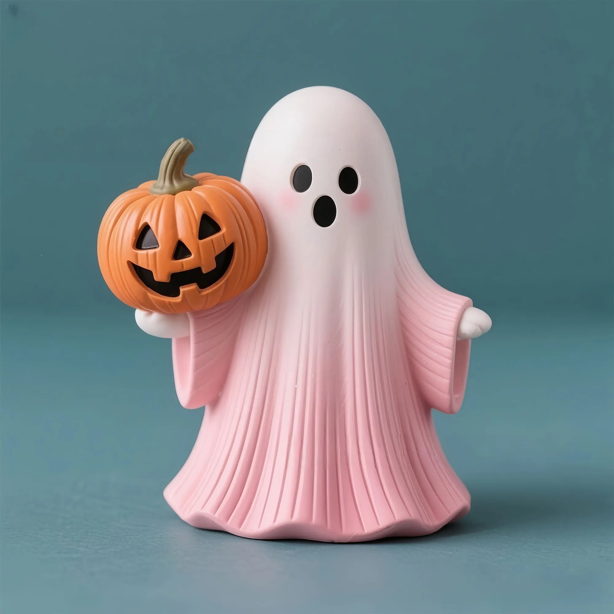 Adorable Pink Ghost Pumpkin Resin Halloween Decor 3