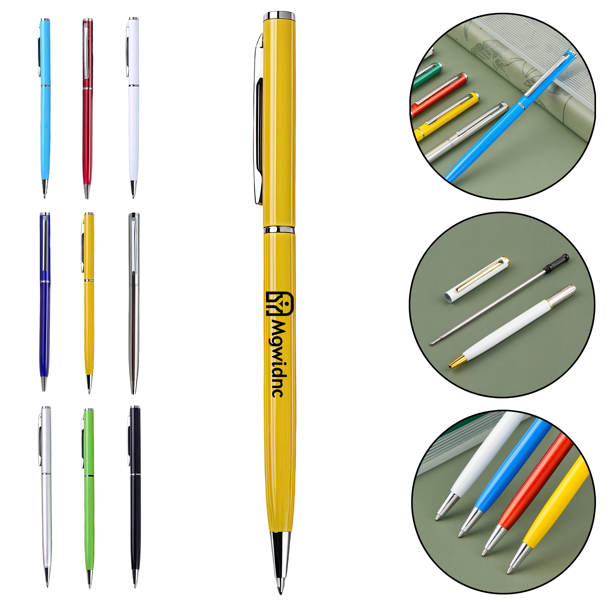 Slim Twist Metal Ballpoint Pen for Hotel Advertising Promotional Gifts - Smooth Writing