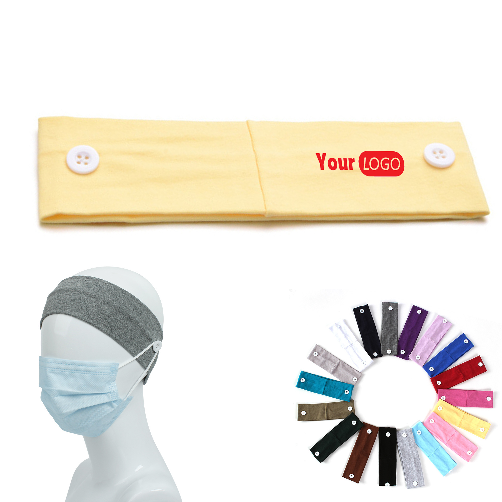 Multi-Color Headband with Button Feature 2