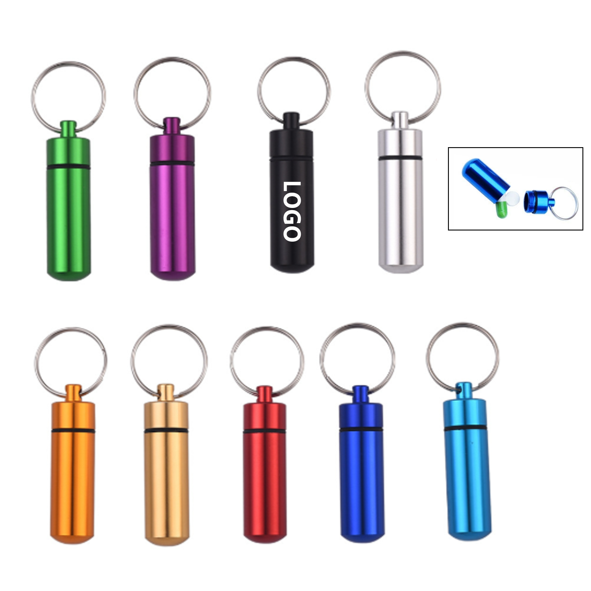 Metal Pill Box With Keychain 2