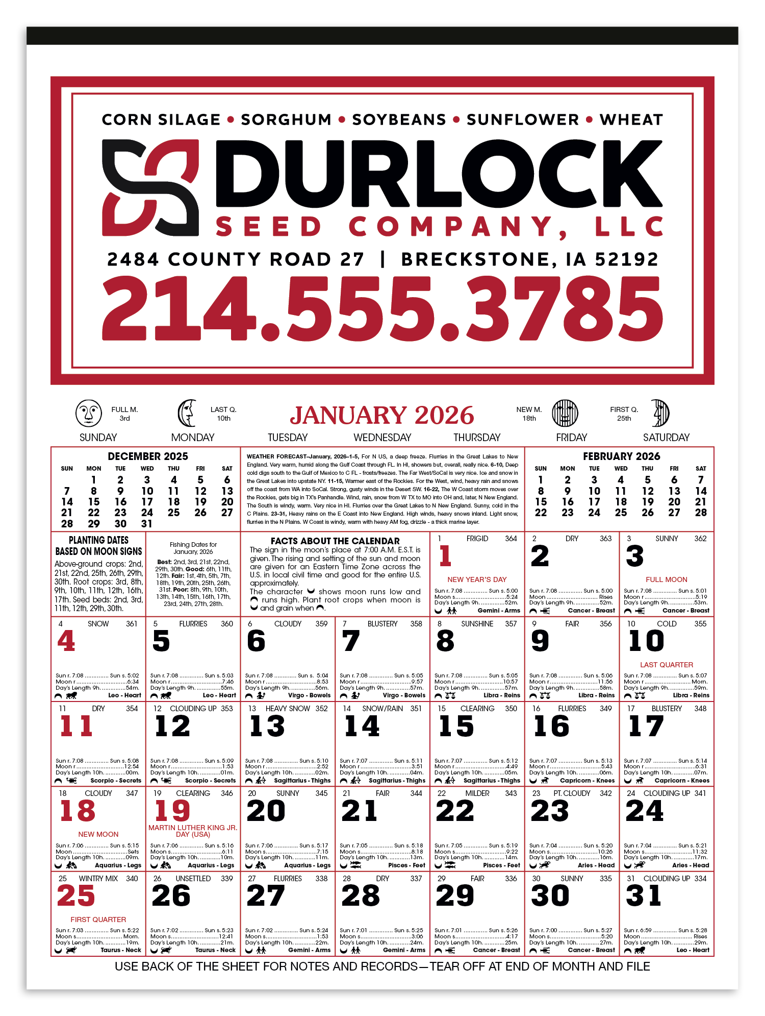 Skinner & Kennedy® 12-Sheet Almanac Calendar 6