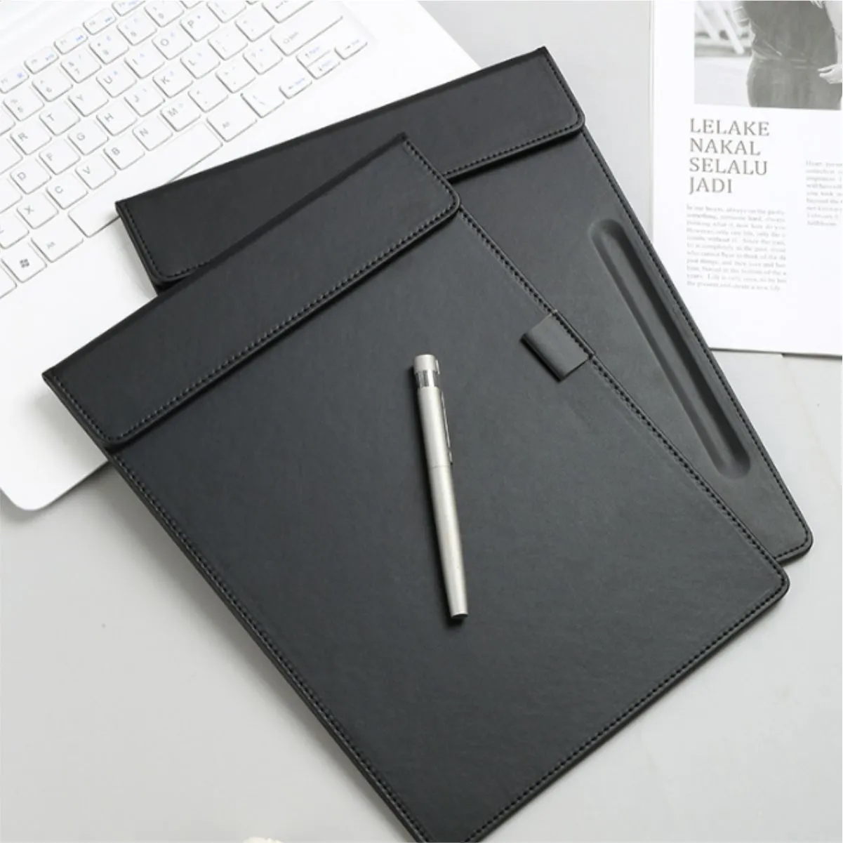 A4 PU Leather Padfolio With Pen Loop And Flap 3