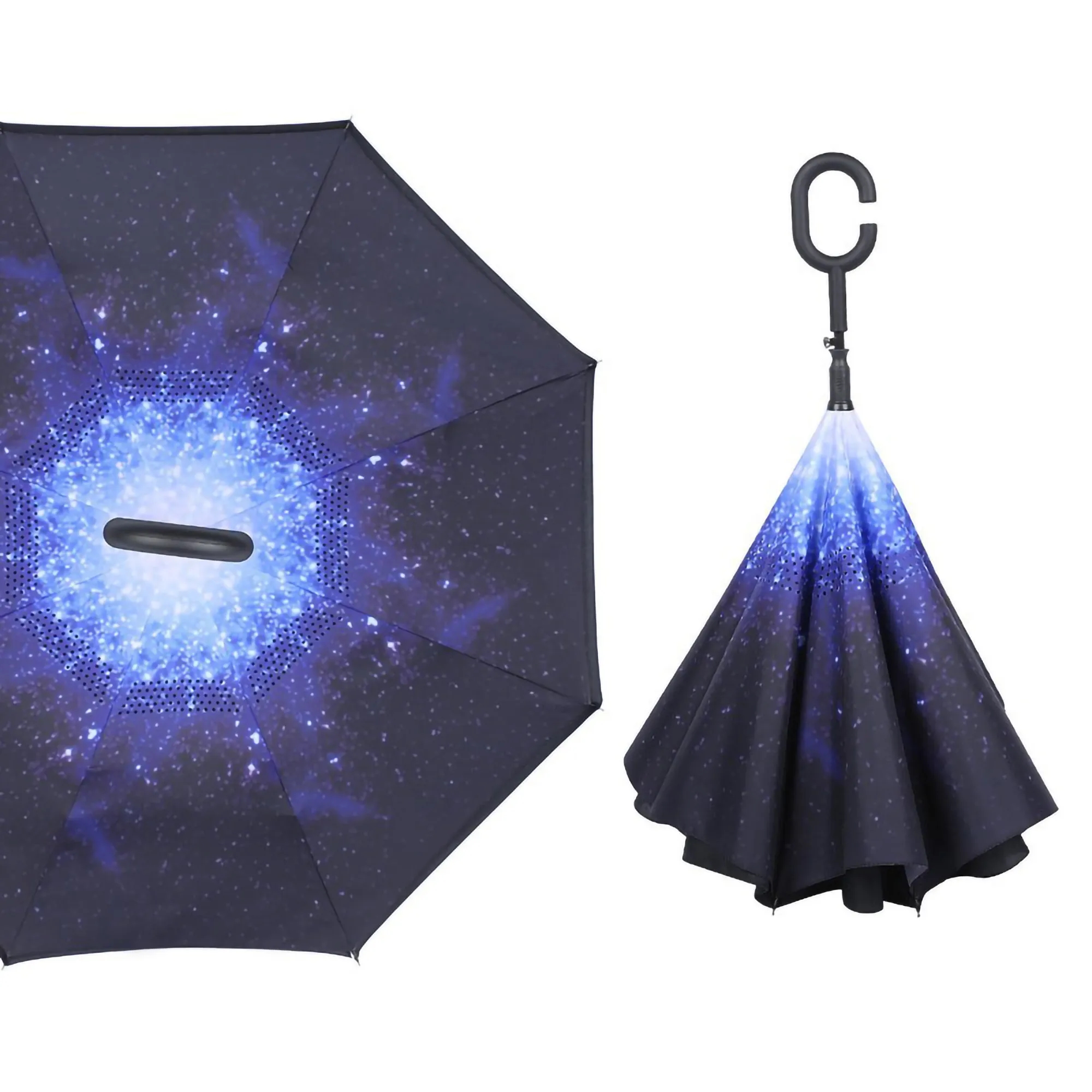 Double Layer C Handle Inverted Reverse Folding Umbrella 3