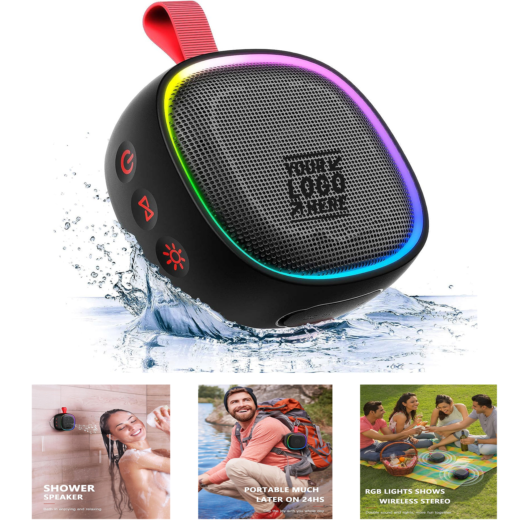 IPX7 Waterproof Wireless Portable Bluetooth Updated Shower Speaker
