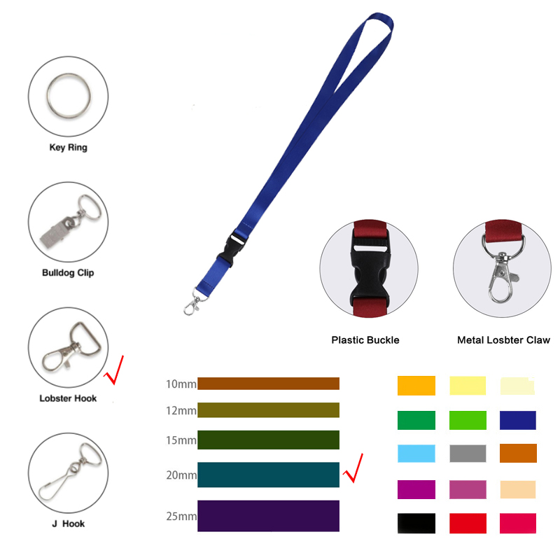 3/4" Wide Dye-Sublimated Polyester Lanyard W/ Lobster Hook & Plastic Buckle 1