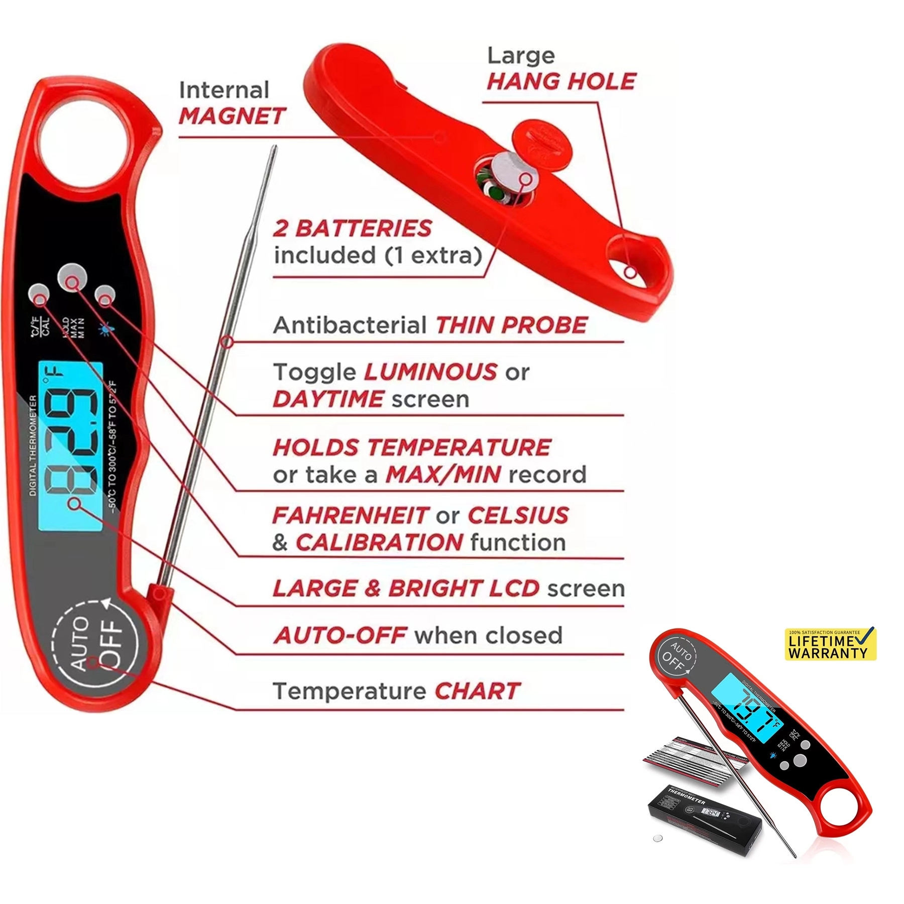 Instant Read Digital Meat Thermometer Waterproof 1