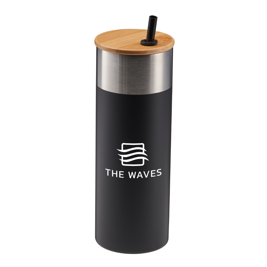 20 Oz. Stainless Steel Tumbler w/Bamboo Lid & Straw 2